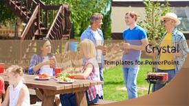  Presentation with summer time - Amazing presentation having company picnic - relatives spending time together backdrop and a coral colored foreground
