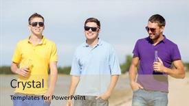  Presentation with summer holiday move - PPT theme having company picnic - summer holidays vacation happy people background and a  colored foreground