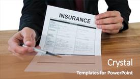  Presentation with insurance company - Audience pleasing slide deck consisting of company policy - mid section of businessman sitting backdrop and a coral colored foreground