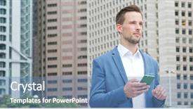  Presentation with look - Amazing slide deck having company status - caucasian businessman look at mobile backdrop and a teal colored foreground