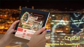  Presentation with digital image - PPT theme consisting of company status - cropped 3d image of businesswoman background and a tawny brown colored foreground