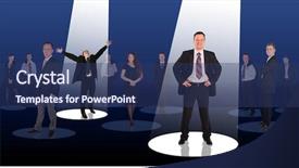  Presentation with octagon two mma fighters standing - Cool new presentation with company status - two successful businessmen standing backdrop and a ocean colored foreground