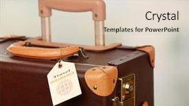  Presentation with keyman life insurance - PPT theme having company tour - suitcase with travel insurance label background and a lemonade colored foreground