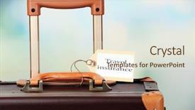  Presentation with insurance company - Beautiful PPT layouts featuring company tour - suitcase with travel insurance label backdrop and a sky blue colored foreground