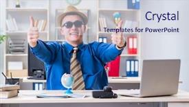  Presentation with employee federal compliance - Cool new presentation with company tour - young employee preparing for vacation backdrop and a lemonade colored foreground