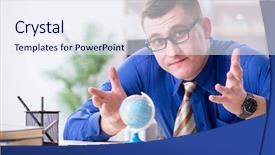  Presentation with vacation - Slide set featuring company tour - young employee preparing for vacation background and a sky blue colored foreground