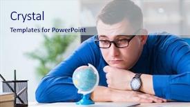  Presentation with vacation - Audience pleasing theme consisting of company tour - young employee preparing for vacation backdrop and a sky blue colored foreground