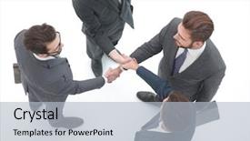  Presentation with people unity - Presentation design featuring company winner - top view group of business background and a light blue colored foreground