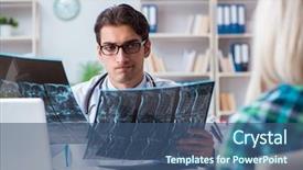  Presentation with doctor examining a newborn baby - Audience pleasing presentation theme consisting of comparative results - doctor examining x-ray images backdrop and a  colored foreground