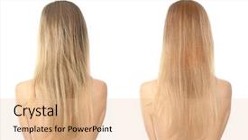  Presentation with treatment - Presentation design with comparative results - woman before and after hair background and a lemonade colored foreground