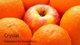  Presentation with fresh water splash green apple isolated white - PPT layouts with compare contrast - apples and oranges isolated background and a gold colored foreground