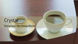  Presentation with coffe - Cool new slide deck with compare contrast - traditional arabic coffe cup backdrop and a  colored foreground