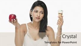  Presentation with ice cream cone - Slides consisting of compare contrast - woman comparing an ice cream background and a coral colored foreground