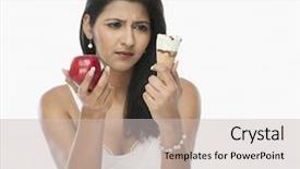 Presentation with ice cream cone - Beautiful presentation theme featuring compare contrast - woman comparing an ice cream backdrop and a soft green colored foreground