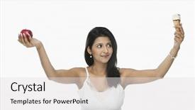  Presentation with ice cream cone - PPT theme with compare contrast - woman comparing an ice cream background and a light gray colored foreground