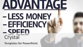  Presentation with advantage - Presentation enhanced with comparison lists - business man pointing to transparent background and a white colored foreground