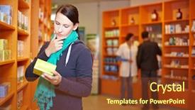  Presentation with gross domestic product - Cool new theme with drug store - female customer decides backdrop and a tawny brown colored foreground