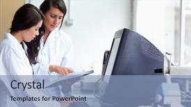  Presentation with election results - Audience pleasing theme consisting of comparing results in a laboratory backdrop and a light blue colored foreground