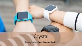  Presentation with athlete - Colorful slide deck enhanced with comparing time on smart watch backdrop and a coral colored foreground