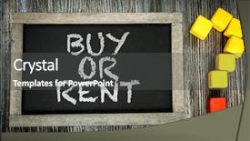  Presentation with chalkboard - Audience pleasing slide deck consisting of comparison banks - buy or rent written backdrop and a dark gray colored foreground