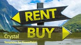  Presentation with mountains - Amazing slide set having comparison banks - rent - buy signpost backdrop and a tawny brown colored foreground