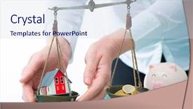  Presentation with real estate investment - Colorful theme enhanced with comparison banks - savings or real estate investment backdrop and a sky blue colored foreground