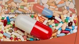  Presentation with drugs - PPT theme featuring comparison-of-different-sized-drugs background and a coral colored foreground