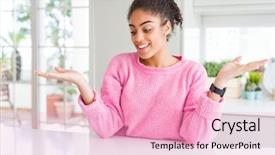  Presentation with woman hands open - Audience pleasing presentation theme consisting of comparisons - beautiful african american woman backdrop and a lemonade colored foreground