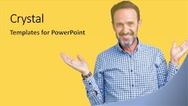  Presentation with elegant - Presentation with comparisons - handsome middle age elegant senior background and a yellow colored foreground