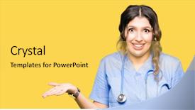  Presentation with human hands open palm up - PPT layouts having comparisons - young adult doctor woman wearing background and a yellow colored foreground