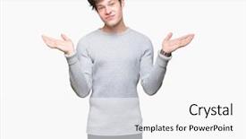  Presentation with human hands open palm up - Cool new PPT layouts with comparisons - young handsome man wearing winter backdrop and a  colored foreground