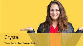 Presentation with human hands open palm up - Cool new PPT layouts with comparisons body image - beautiful plus size young woman backdrop and a  colored foreground