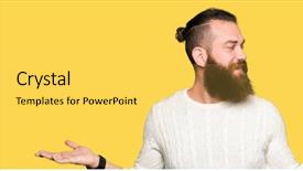  Presentation with human hands open palm up - Audience pleasing presentation theme consisting of comparisons body image - young hipster man wearing winter backdrop and a  colored foreground