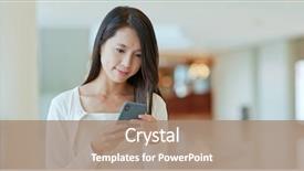  Presentation with inside an oak barrel - Colorful slide deck enhanced with compartments - woman working on cellphone inside backdrop and a coral colored foreground