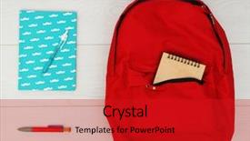  Presentation with farewell for school - Colorful presentation enhanced with compas - school set with backpack shoe backdrop and a crimson colored foreground