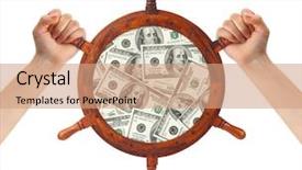  Presentation with money management - Colorful PPT theme enhanced with leadership compass - hands and money helm backdrop and a coral colored foreground