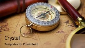  Presentation with navigation compass - Cool new presentation theme with vintage compass and old navigation backdrop and a coral colored foreground