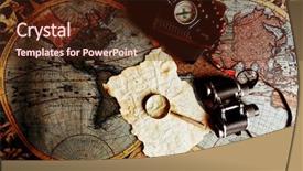  Presentation with old map - Colorful slides enhanced with compass binoculars - old fashioned objects backdrop and a wine colored foreground