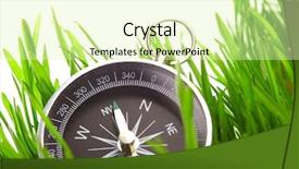  Presentation with compass - PPT theme having compass-in-green-grass background and a soft green colored foreground