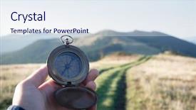  Presentation with compass road - Amazing PPT theme having compass in hand on mountain backdrop and a sky blue colored foreground