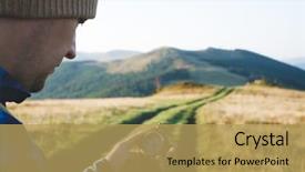  Presentation with compass road - Slides consisting of compass in hand on mountain background and a yellow colored foreground