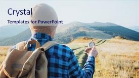  Presentation with compass road - Theme featuring compass in hand on mountain background and a sky blue colored foreground