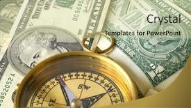  Presentation with risk - Beautiful slide deck featuring compass its needle pointing south on an assortment of us banknotes symbolic of loss risk or a bad investment backdrop and a soft green colored foreground
