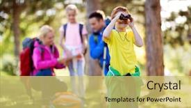  Presentation with binocular - Slide set with compass mountain - child looking through binocular nature background and a yellow colored foreground