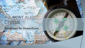  Presentation with compass map - PPT layouts featuring compass-on-a-cartographic-map background and a light blue colored foreground