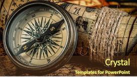  Presentation with vintage world travel - Presentation consisting of compass on ancient world map background and a tawny brown colored foreground