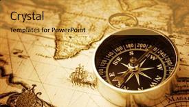  Presentation with old map - Presentation having compass on old map background and a yellow colored foreground