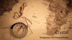  Presentation with old map - Amazing PPT theme having compass on old world map backdrop and a  colored foreground