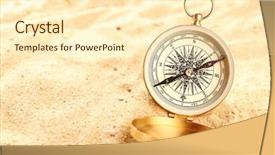  Presentation with close up view of the compass on old paper - Beautiful presentation design featuring compass on sand close-up backdrop and a cream colored foreground