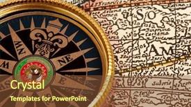  Presentation with vintage compass - Colorful presentation design enhanced with compass on vintage retro map backdrop and a tawny brown colored foreground